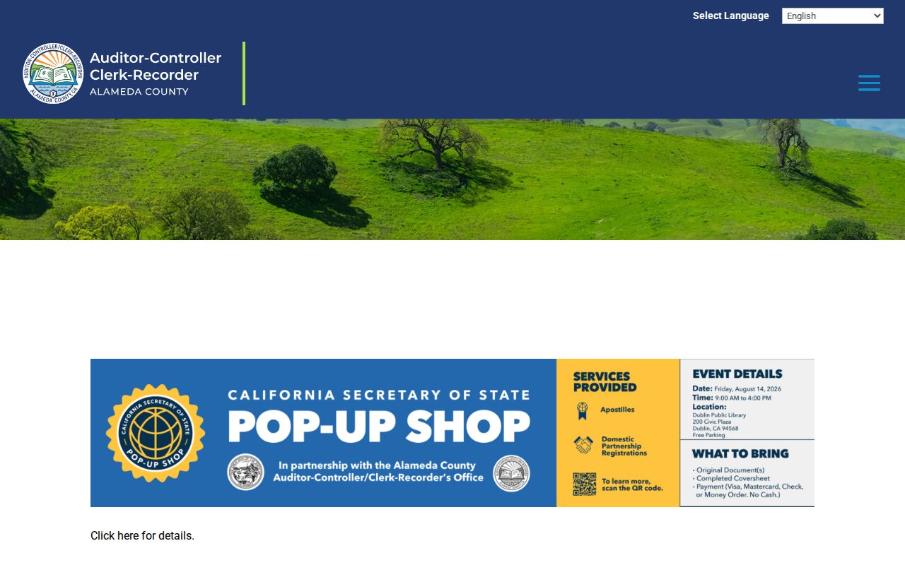 Oakland residents directory Alameda County Clerk-Recorder services