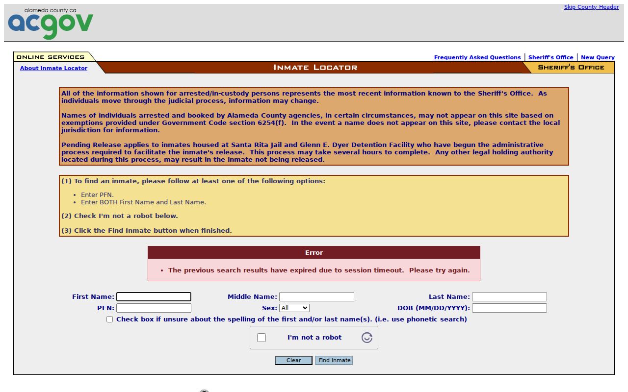 Oakland neighbors Alameda County official custody lookup