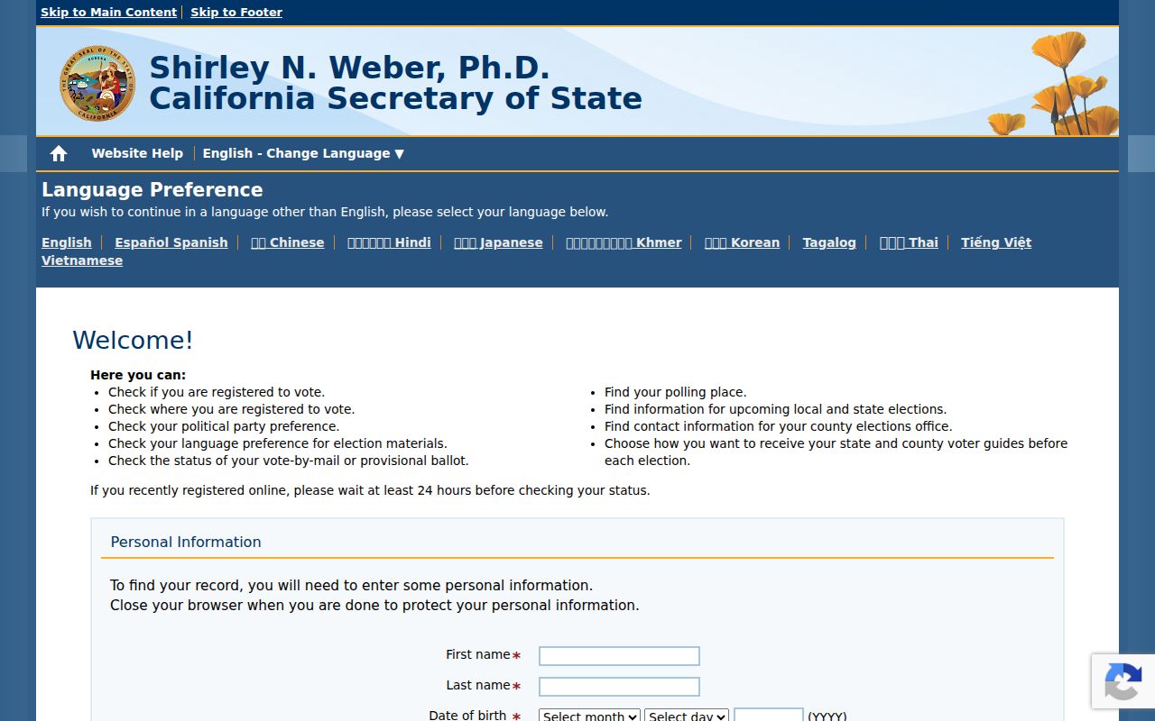 Oakland neighbors California voter status lookup