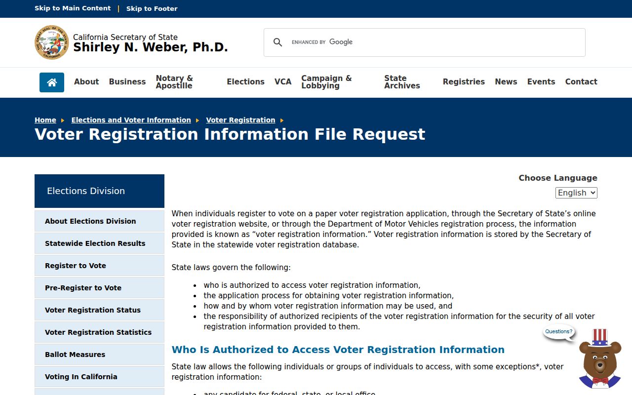 Oakland neighbors California voter file request guidance