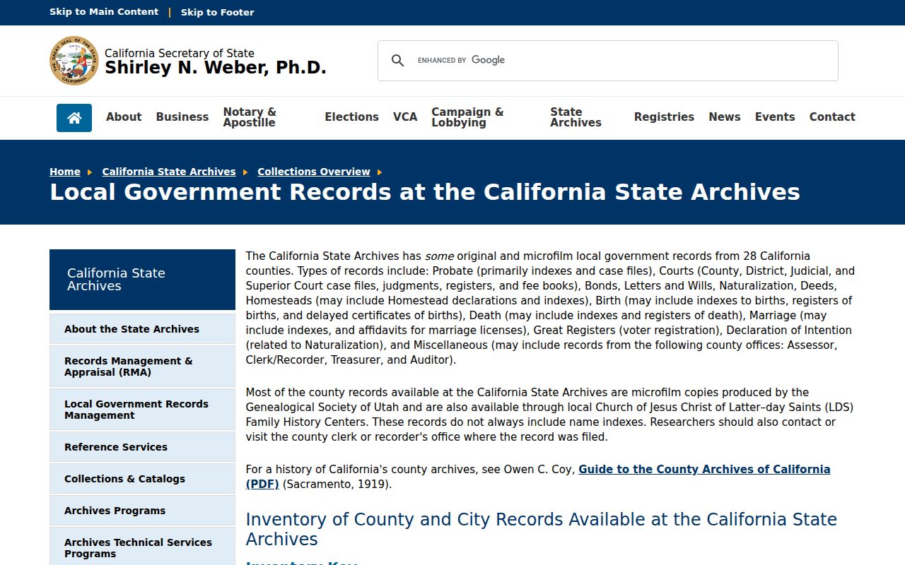 Oakland previous residents California county and city archives