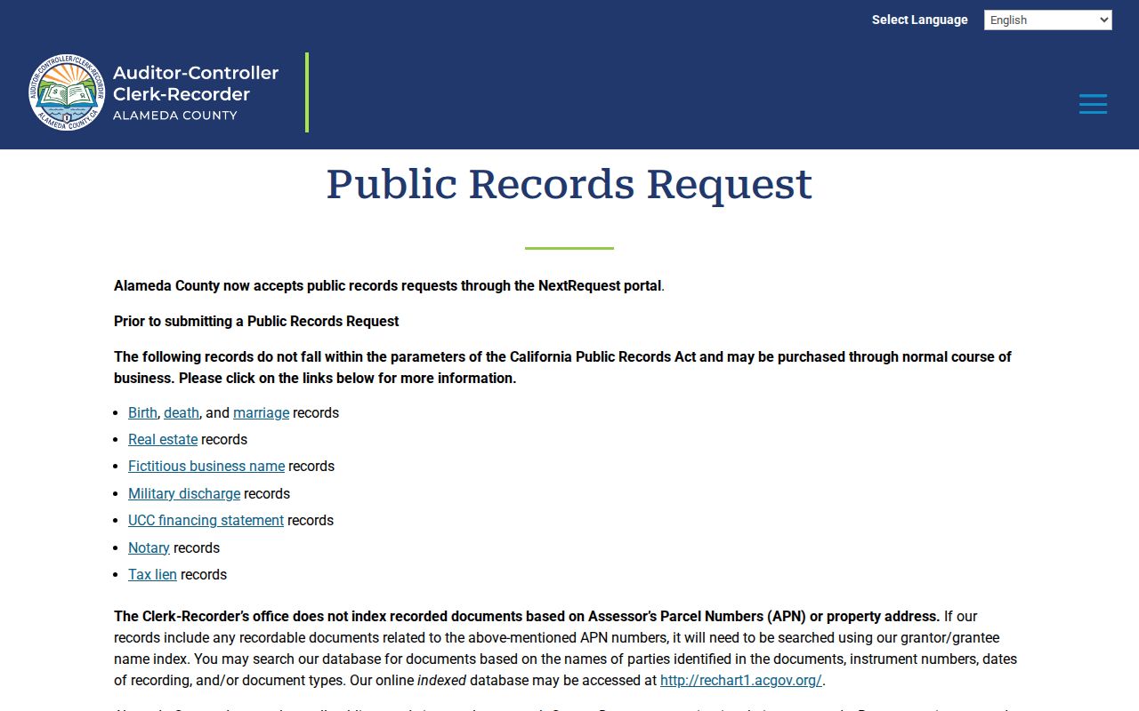 Oakland street directory Alameda recorder name index and records request